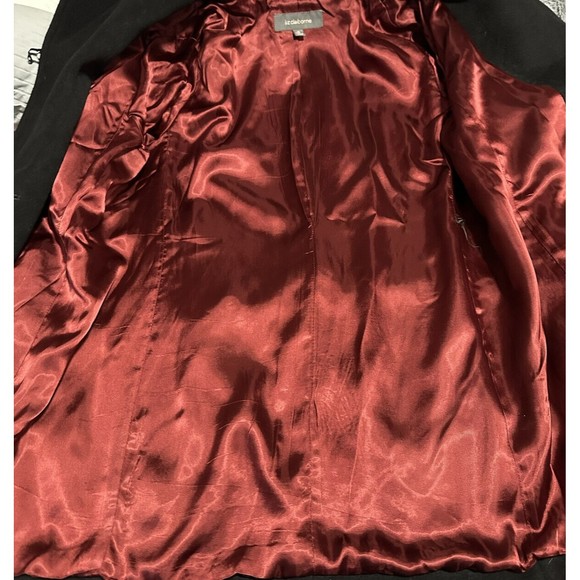 Liz Claiborne Coat Black Wool Blend Button Up Collar Pocket Jacket Women's Sz 14 - Picture 5 of 6